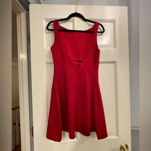 red scuba material a line mini dress